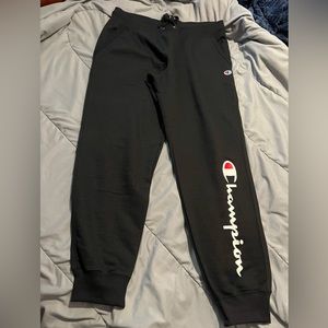 CHAMPION PowerBlend Fleece Graphic Joggers Script Logo Black Size L-NWOT